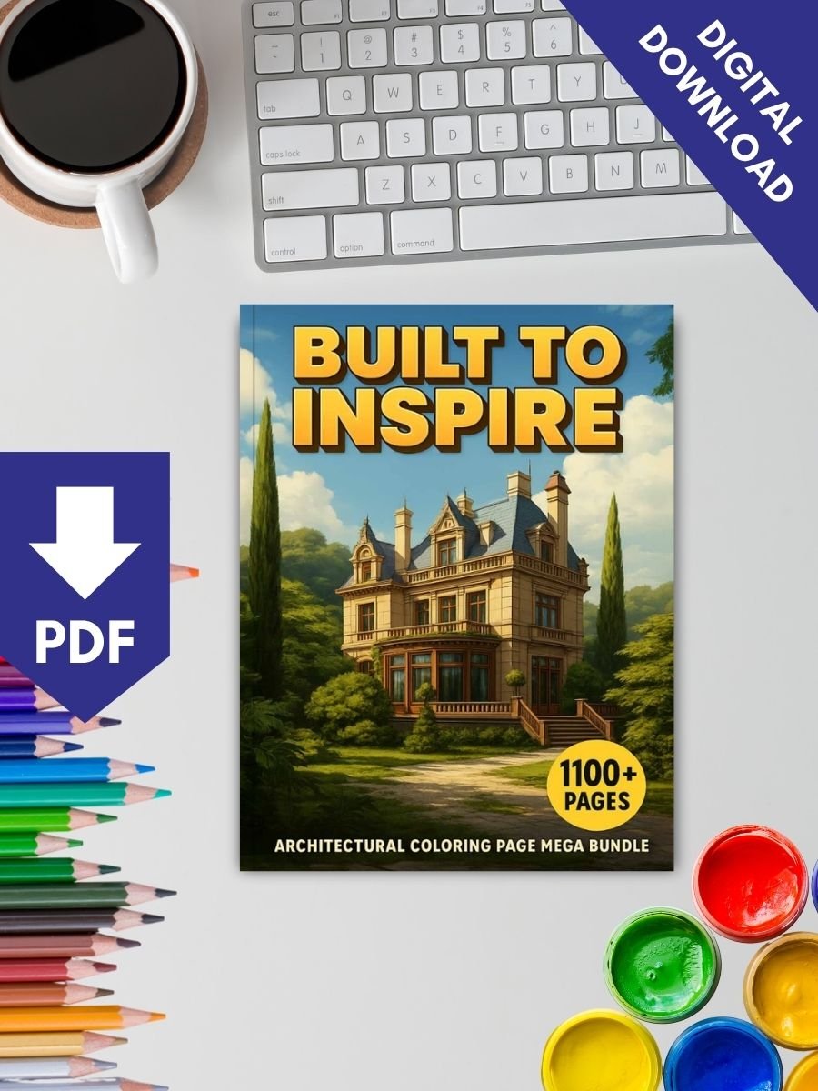 Built to Inspire – 1100+ Architectural Coloring Page Mega Bundle - Image 2