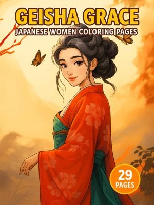 Geisha Grace – 29 Japanese Women Coloring Pages