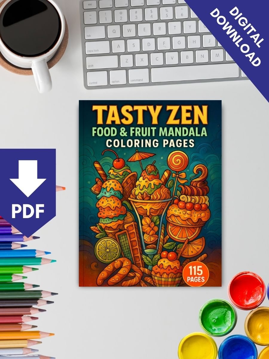 Tasty Zen – 115 Food & Fruit Mandala Coloring Pages - Image 2
