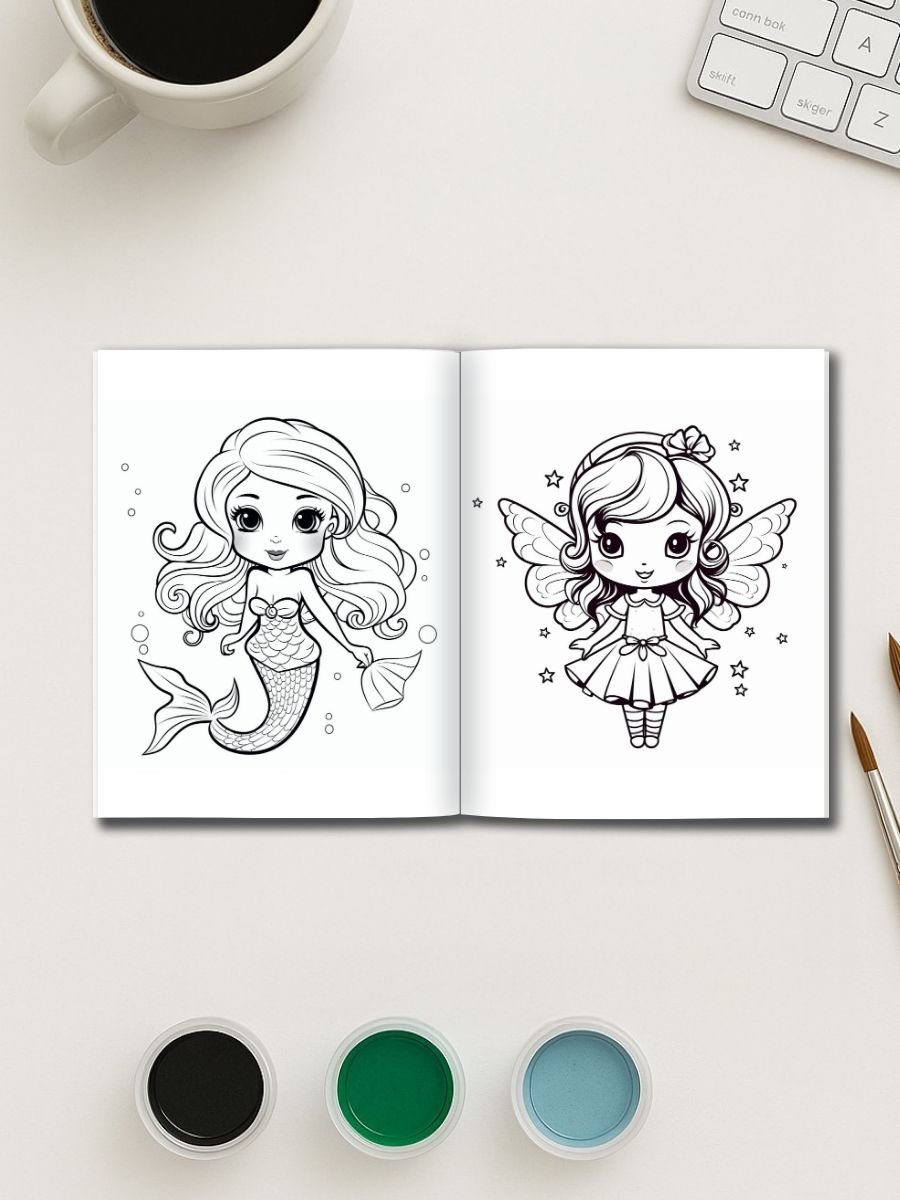 Mermaid Tales & Mythical Friends – 70 Fantasy Story Coloring Pages - Image 3