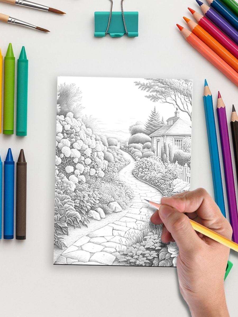 Pathways of the Garden – 25 Scenic Coloring Pages - Image 5
