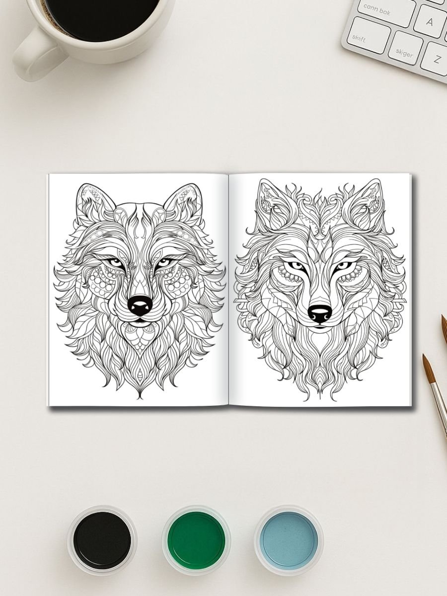 Mandala Wolves – 50 Wild & Whimsical Wolf Pages - Image 3